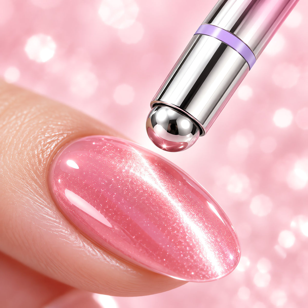 Magnetic cap creating the cat eye line on a nail